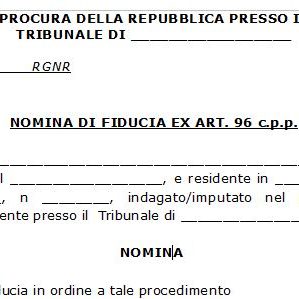 Nomina di fiducia ex art. 96 c.p.p.